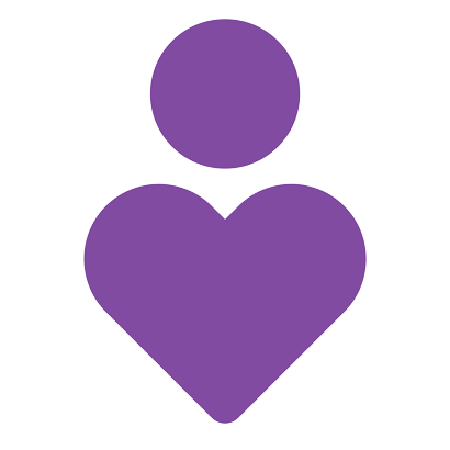 Icono de una silueta de persona, la cual su cuerpo parece un corazón